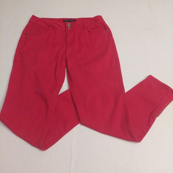 BACCINI Bright Red Denim Cropped Ankle Zip Mid Rise Jeans Bold Size 6 30x26 - Picture 10 of 14